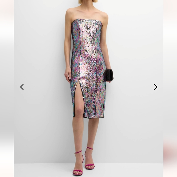 LIV FOSTER STRAPLESS SEQUIN MIDI DRESS SIZE S - Picture 3 of 11
